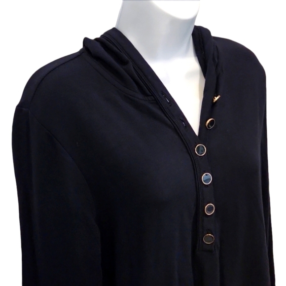 Talbots Gold Button Detail Hoodie - Picture 3 of 8